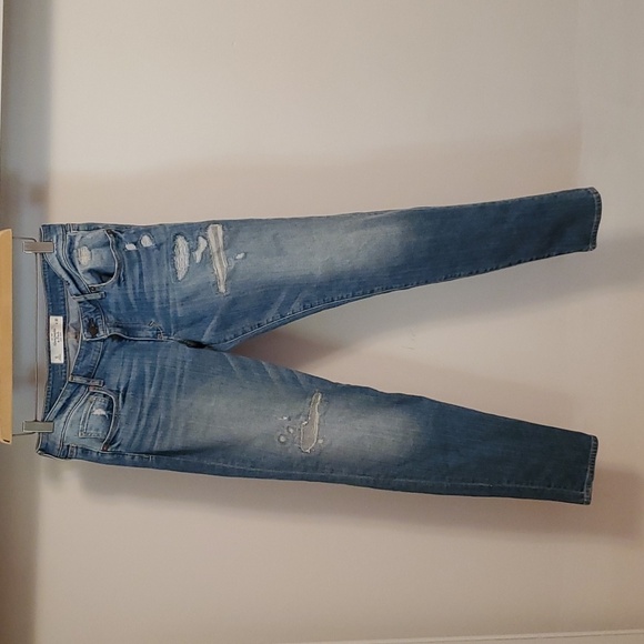 Abercrombie & Fitch distressed embroidered jeans. Faded blue. Size 10, 30W. - Picture 1 of 15